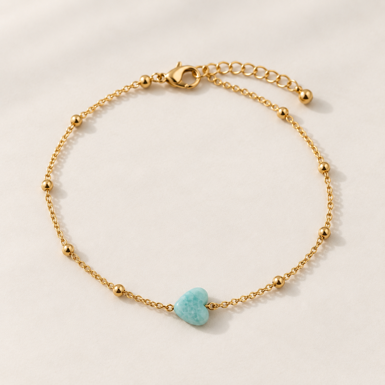 Bracelet cœur en pierre naturelle - Argent 925 ou acier doré