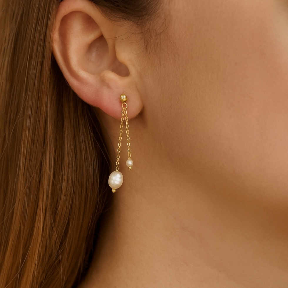 Miniature : Boucles d'oreilles pendantes perles grain de riz