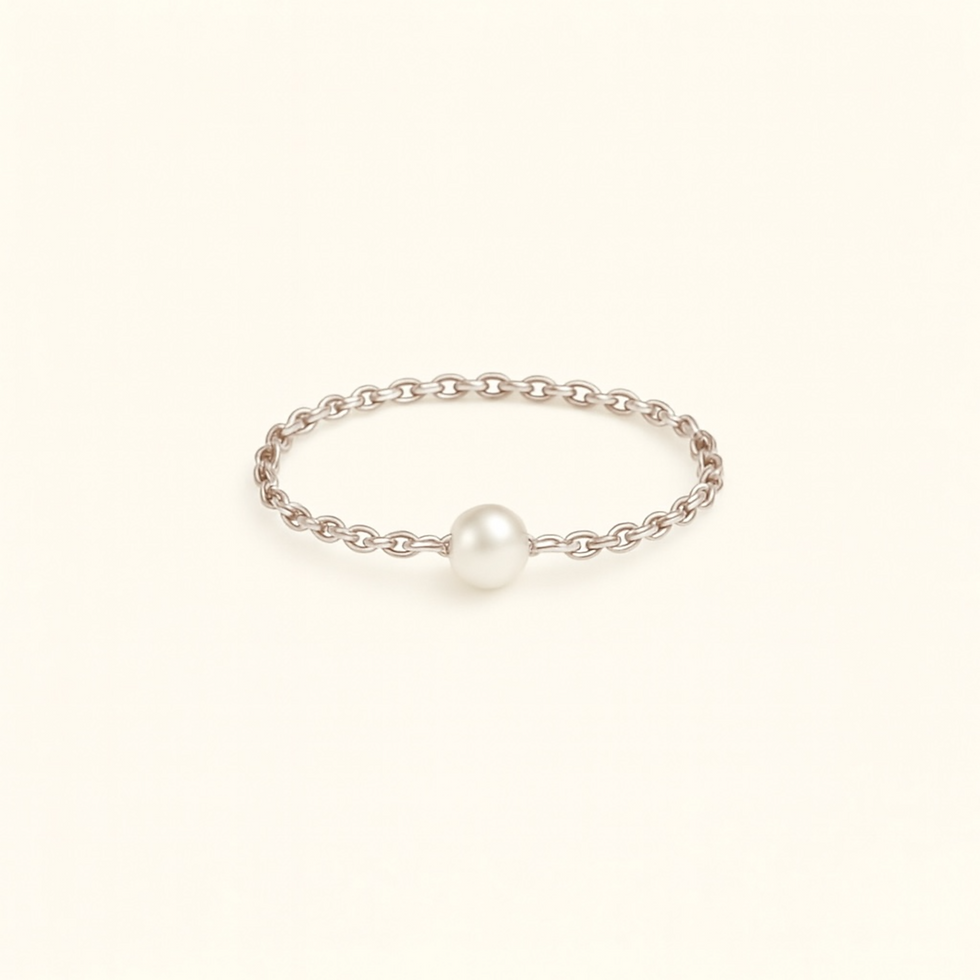 Miniature : Bague chaînette Argent 925 avec perle de culture sur fond blanc