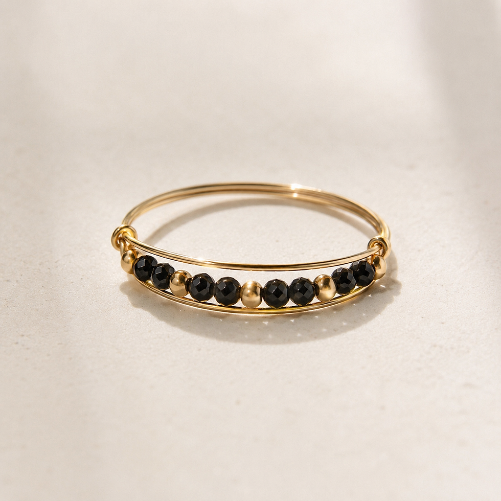 Miniature : Bague triple rang spinelle noire gold filled