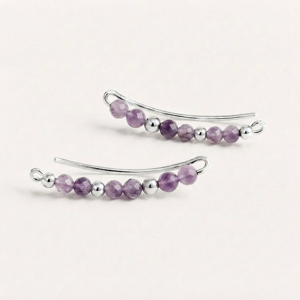 Miniature : Boucles d’oreilles climbers en Améthyste Argent 925