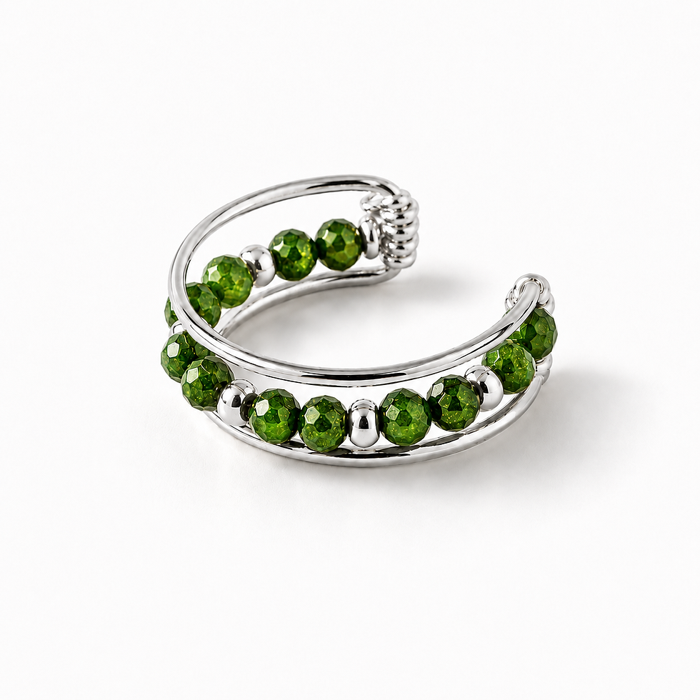 Miniature : Faux piercing conch en diopside vert argent 925