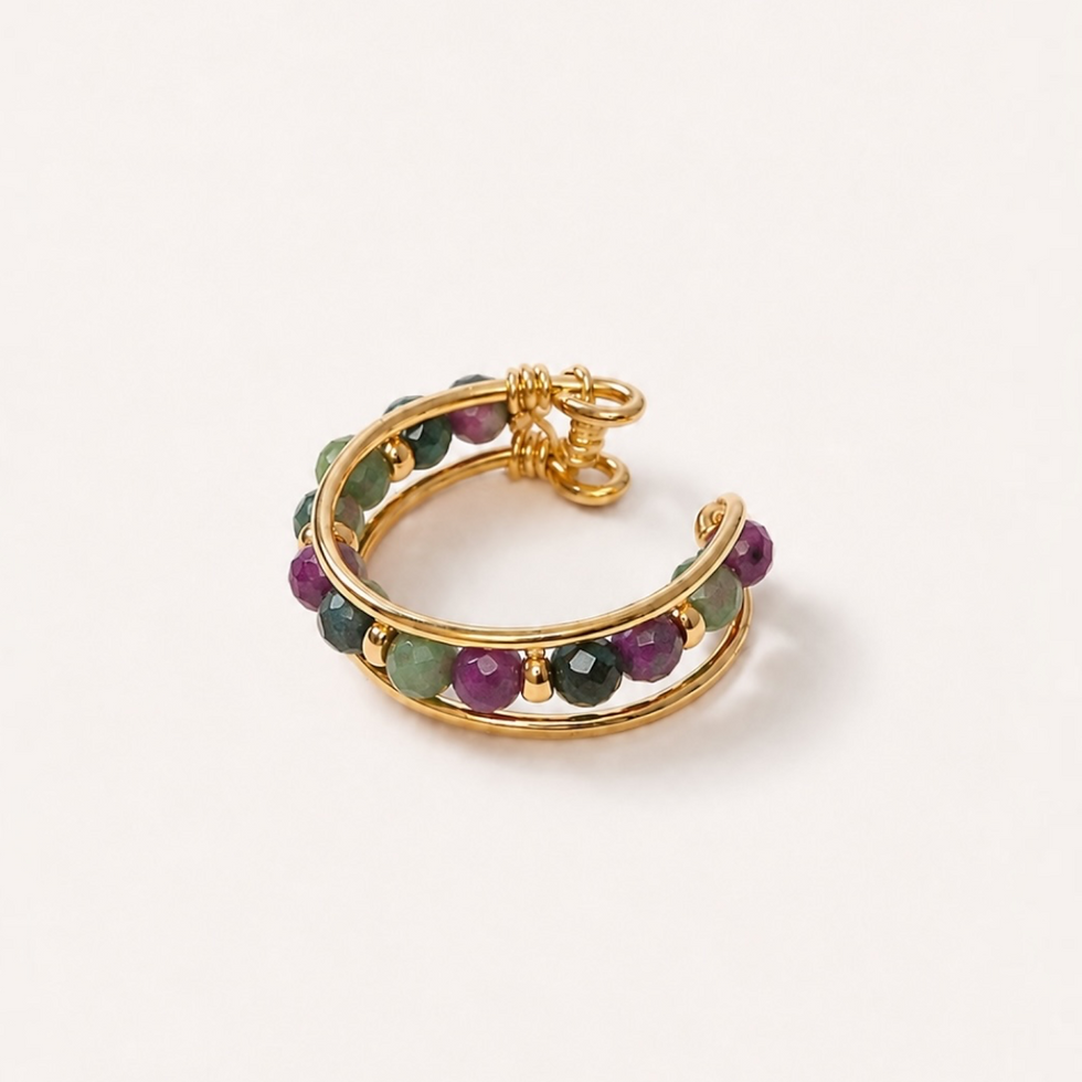 Miniature : Faux piercing conch pierre naturelle RUBIS ZOISITE