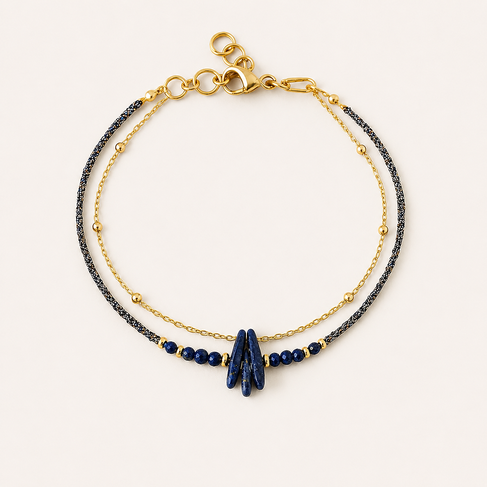 Bracelet double rang doré & lapis lazuli