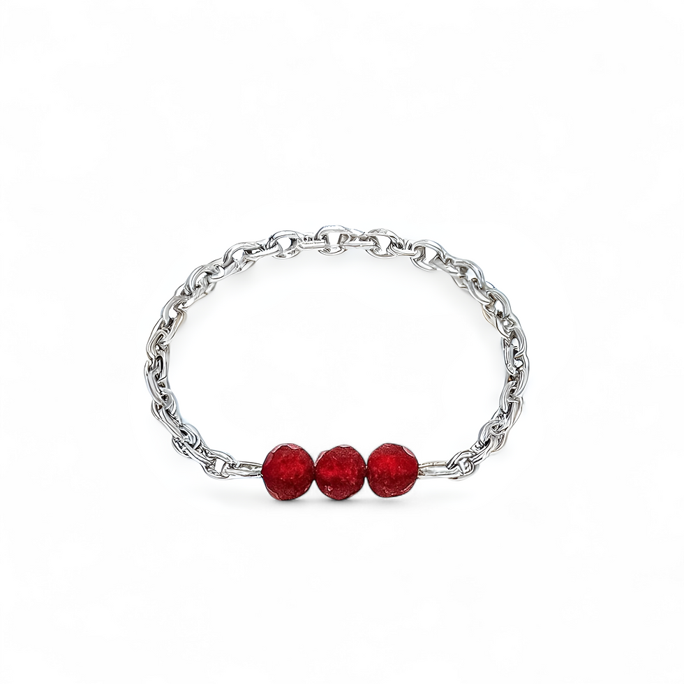 Miniature : Bague chaînette Tara - Rubis - argent 925 sur fond blanc
