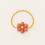 Miniature : Bague chaînette fleur en rhodonite en Acier inoxydable doré sur fond blanc