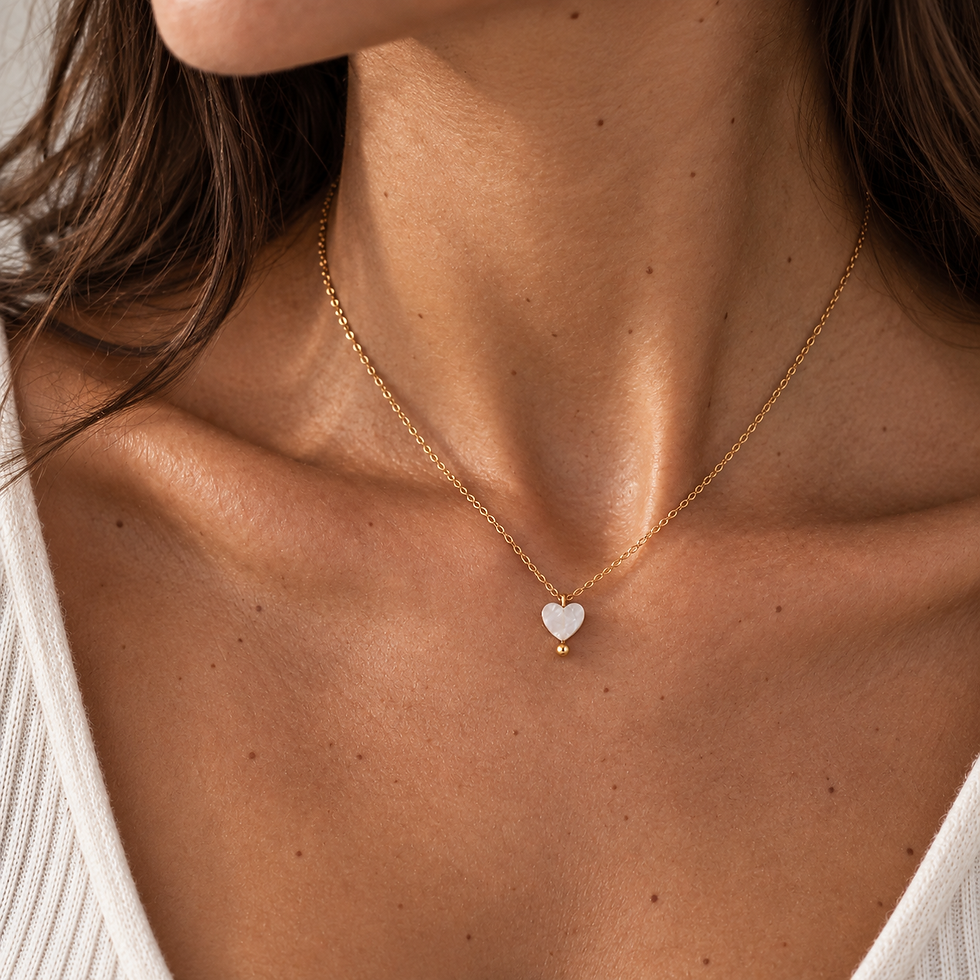 Collier cœur en nacre naturelle - Argent 925 ou acier doré