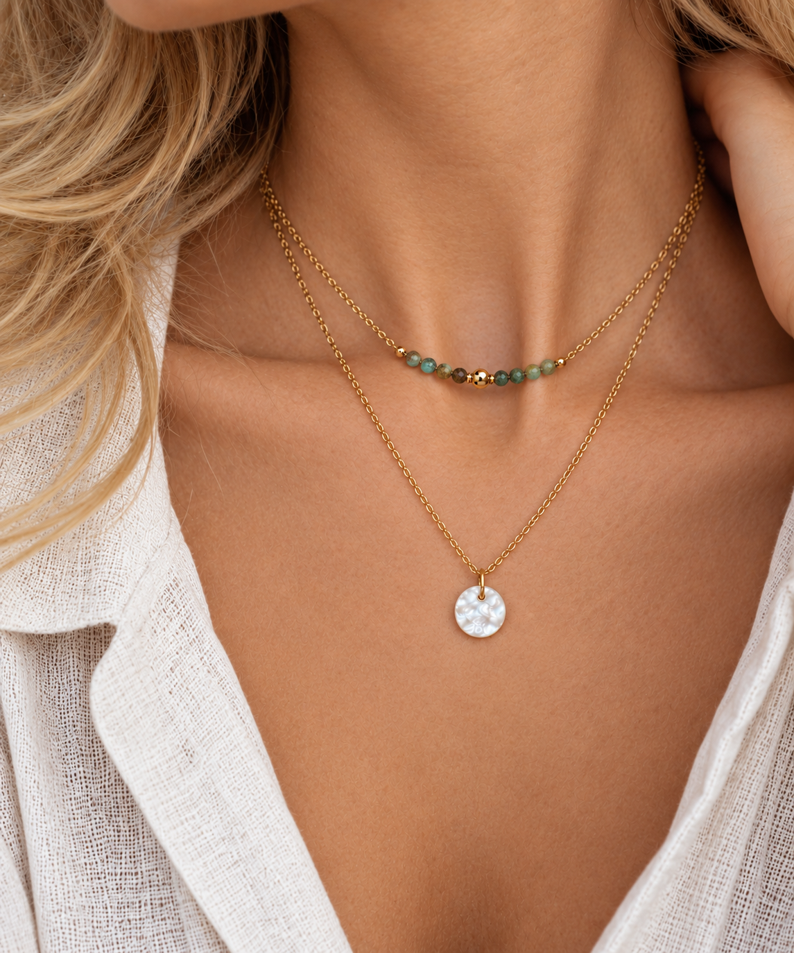 Collier double rangs Turquoise