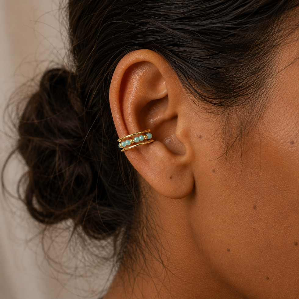Faux piercing conch en amazonite - Argent 925 ou Gold Filled