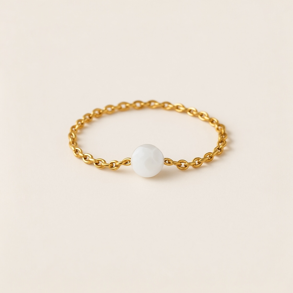 Miniature : Bague chaînette dorée – Perle palet en Nacre