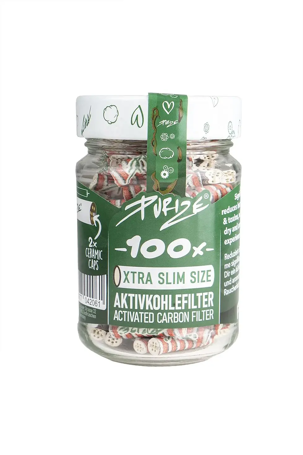 Miniaturbild: 100 PURIZE®  XTRA Slim Size 6mm - Aktivkohlefilter
