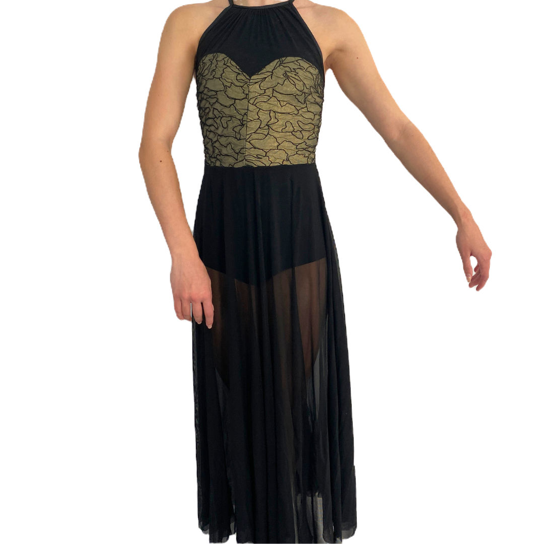 Black & Gold Lyrical Dress- Adult Small