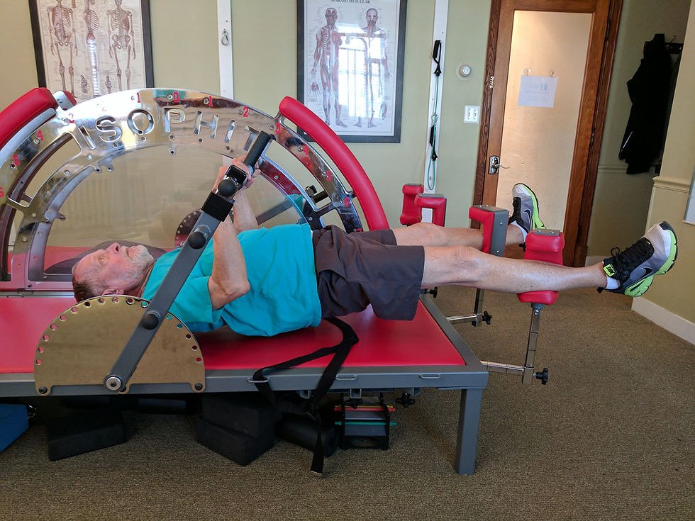Client with 4 hip replacements on Isophit