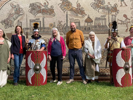 Pam Cox MP with Dame Mary Beard at the Roman Circus Visitor Centre
