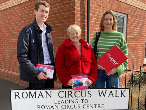 Pam canvassing with fellow councillors Sam & Kayleigh