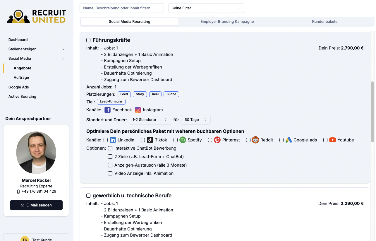 Recruit United App Social Media Recruiting Angebote
