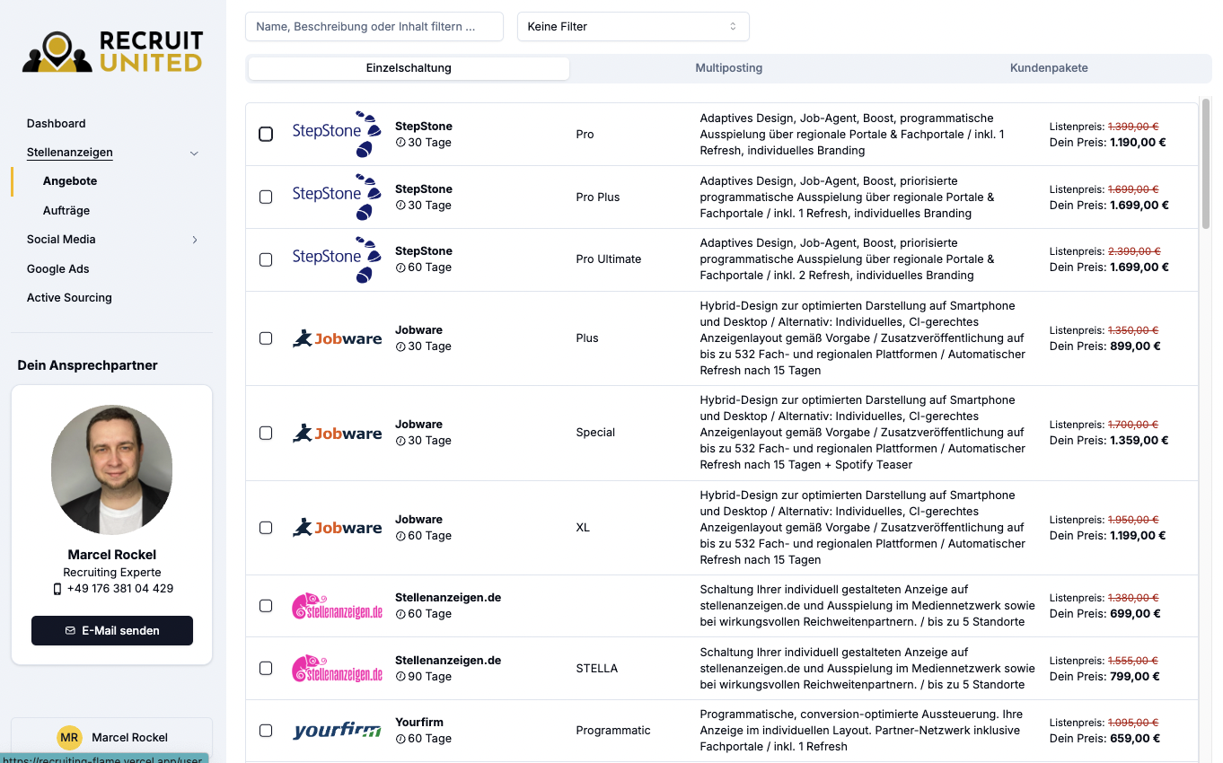 Recruit United App Stellenanzeigen Portale Angebote