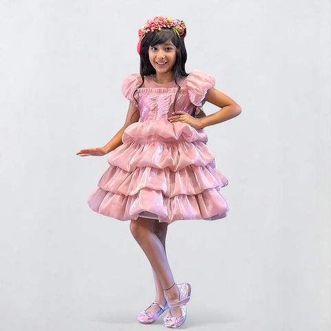 strapless open back dress Bubblegum Pink Cotton Dress | Bubble Hem Summer Dress main image 0