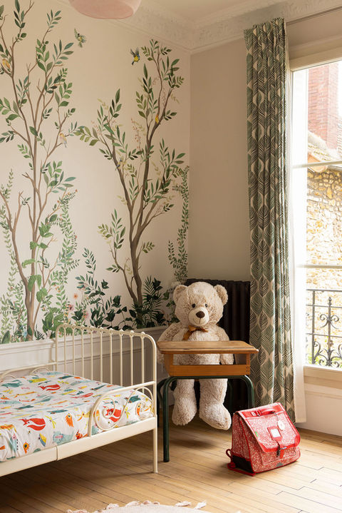 BIFUR Architecture - La chambre des enfants - On retrouve la décoration et les motifs naturels du reste de la maison. Décoration par Bepop et Lula.