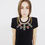 Thumbnail: Black T-shirt w/ Crystals and Chains necklace