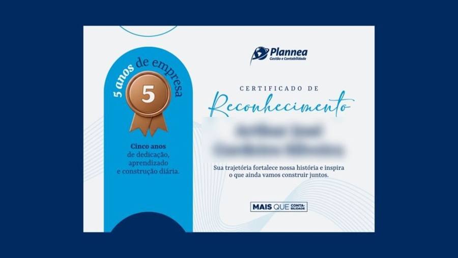 Certificado de 5 anos de empresa