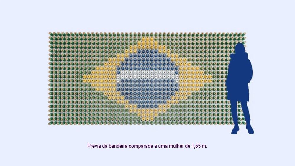 Bandeira de linhas no stand da Tramix