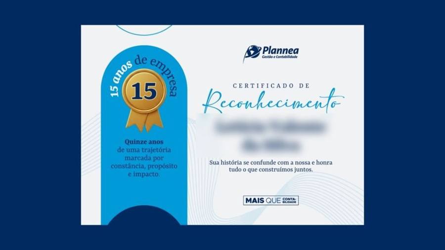Certificado de 15 anos de empresa