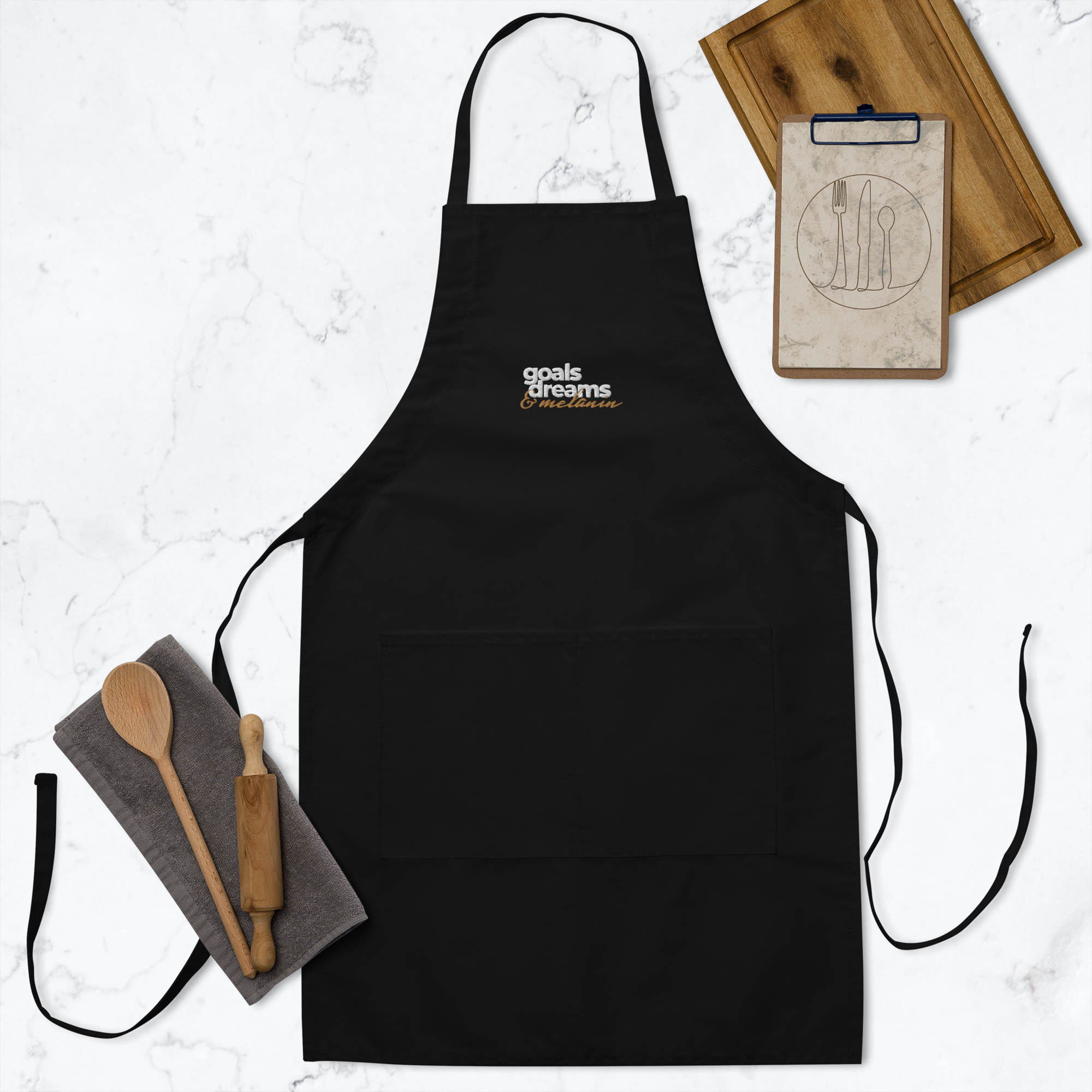 Goals, Dreams & Melanin Embroidered Apron