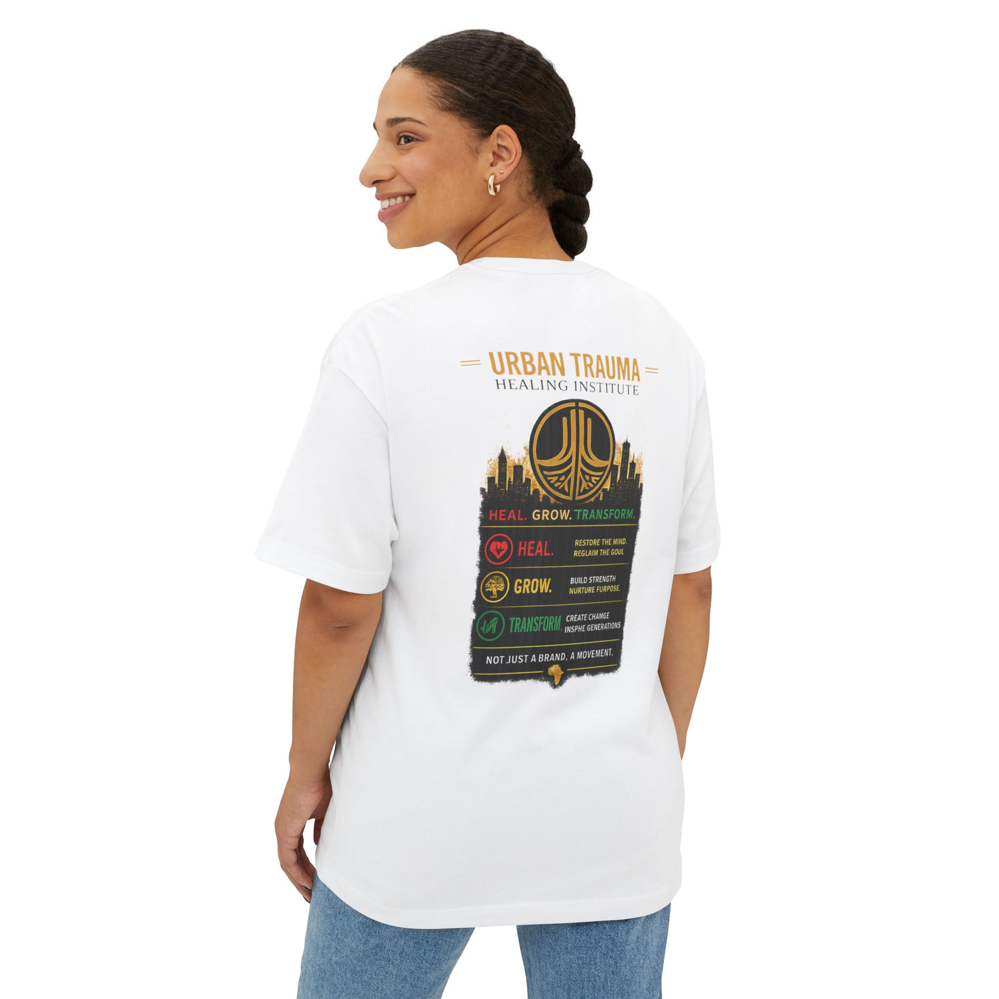 Urban Trauma Healing Institute Tee — 'Heal. Grow. Transform' T‑Shirt