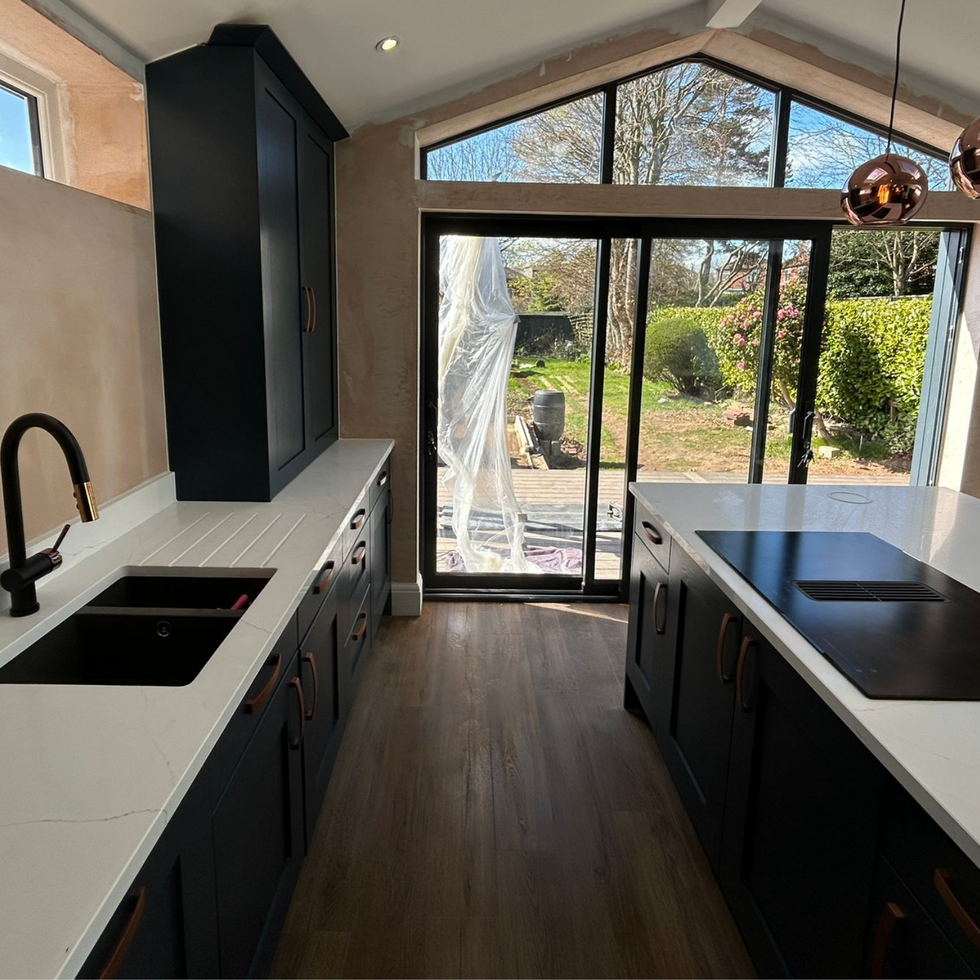 New kitchen install in completed rear extension in moortown leeds