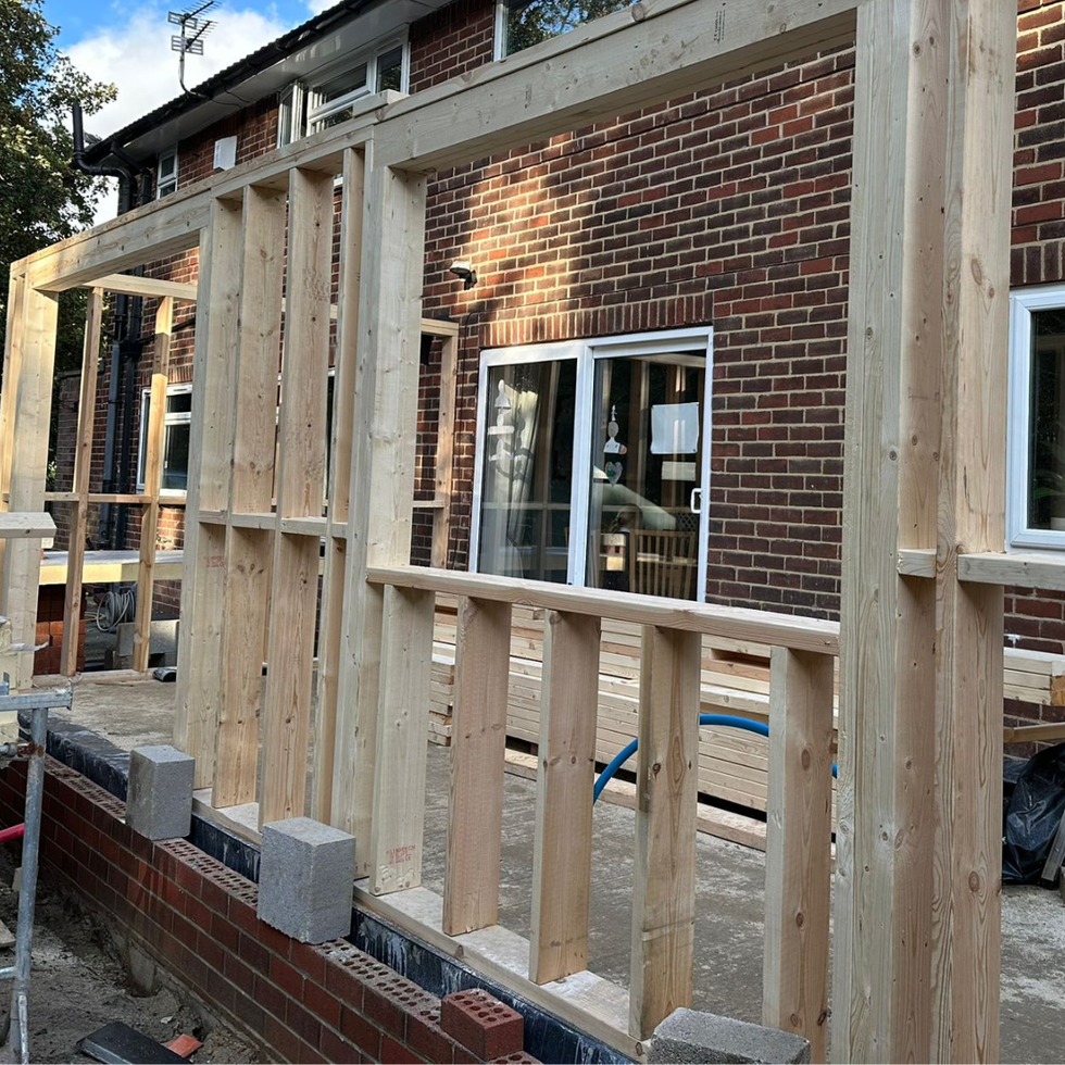 rear extension under construction in Leeds
