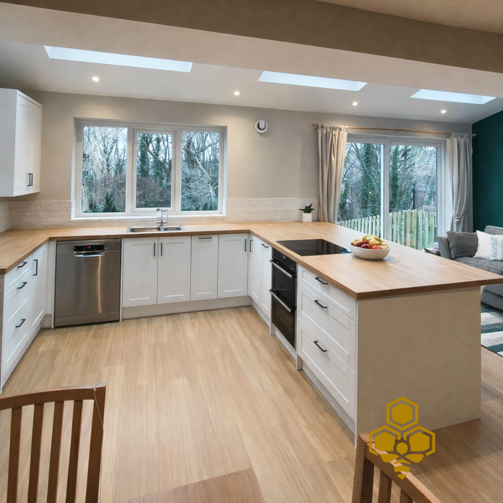 new kitchen installed to new rear extension to home in Leeds