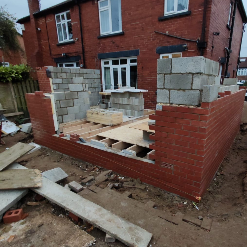 Rear extension under construction at residential property in Moortown Leeds