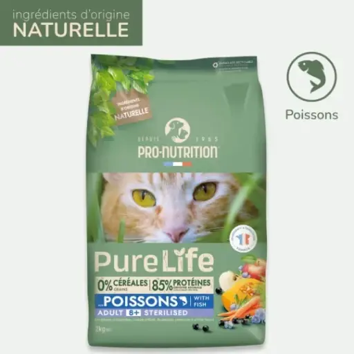 Flatazor pure life stérélisé 8+ sans céréales aux poissons 8 kg
