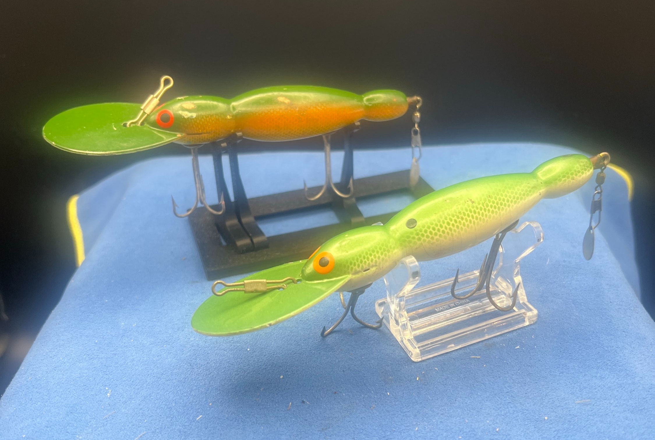 Lot of 2 Vintage Wooden Bomber Water Dog Lures