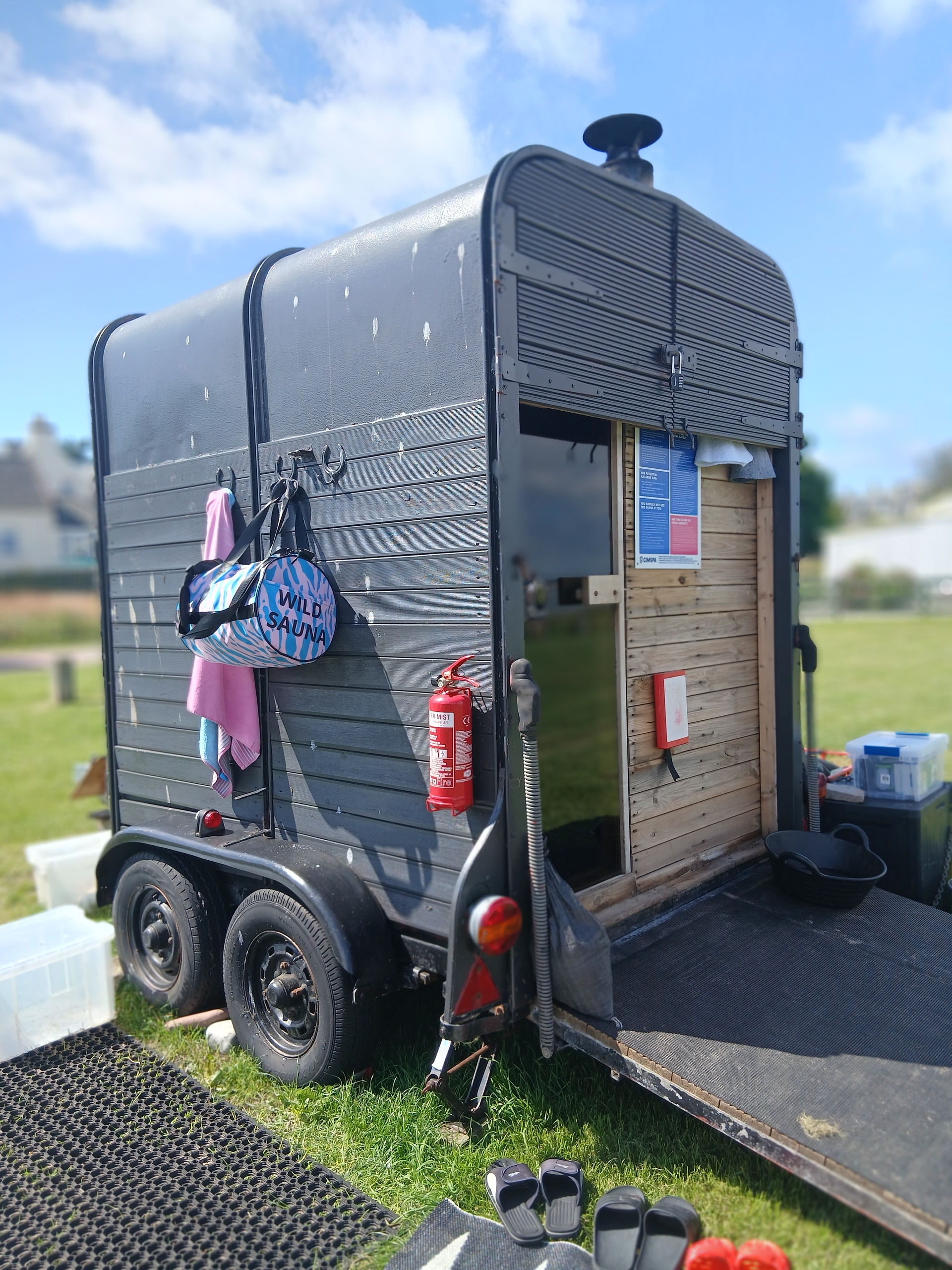 Black horsebox Cromarty Community Sauna