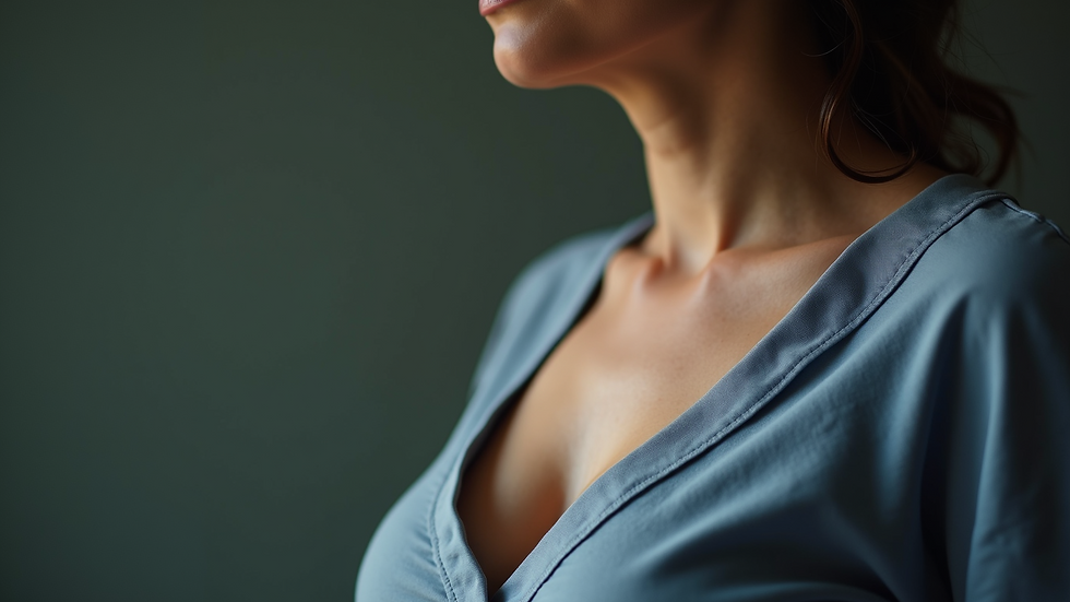 Close-up of a person’s chest rising and falling with deep breathing