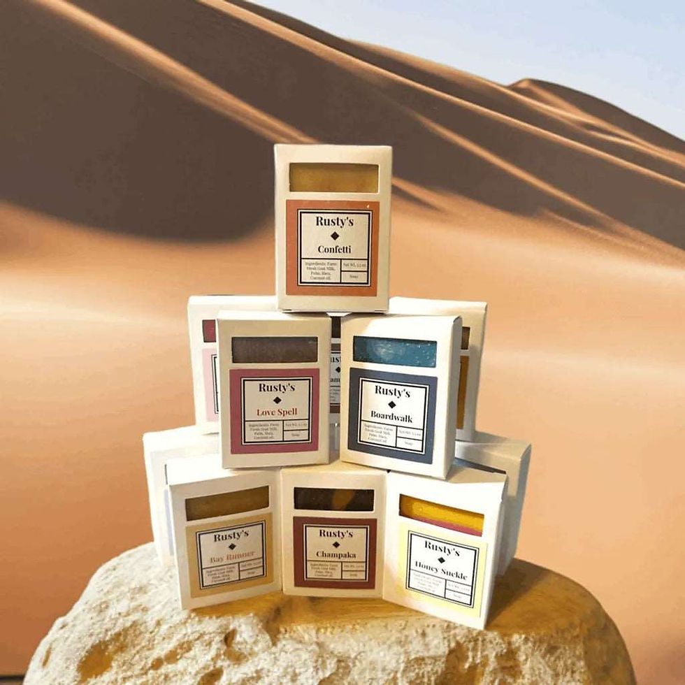 Thumbnail: Pyramid of multiple flavors of Rusty's Bar Soap. 