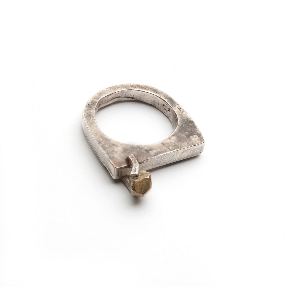 Thumbnail: Brass jewel sculptural ring