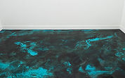 Stunning teal and black epoxy floor
