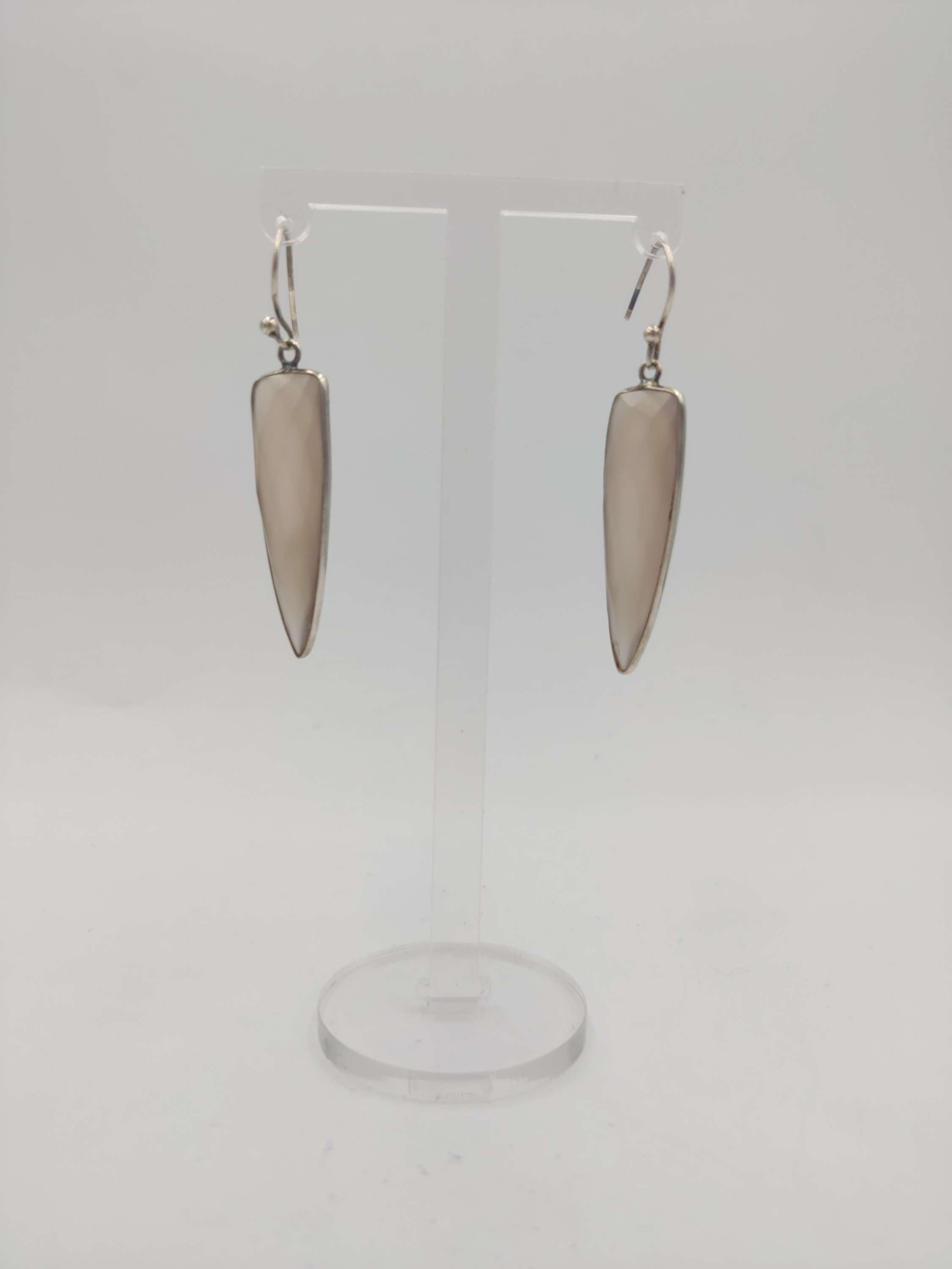 Rozenkwarts oorbellen (925 zilver) 