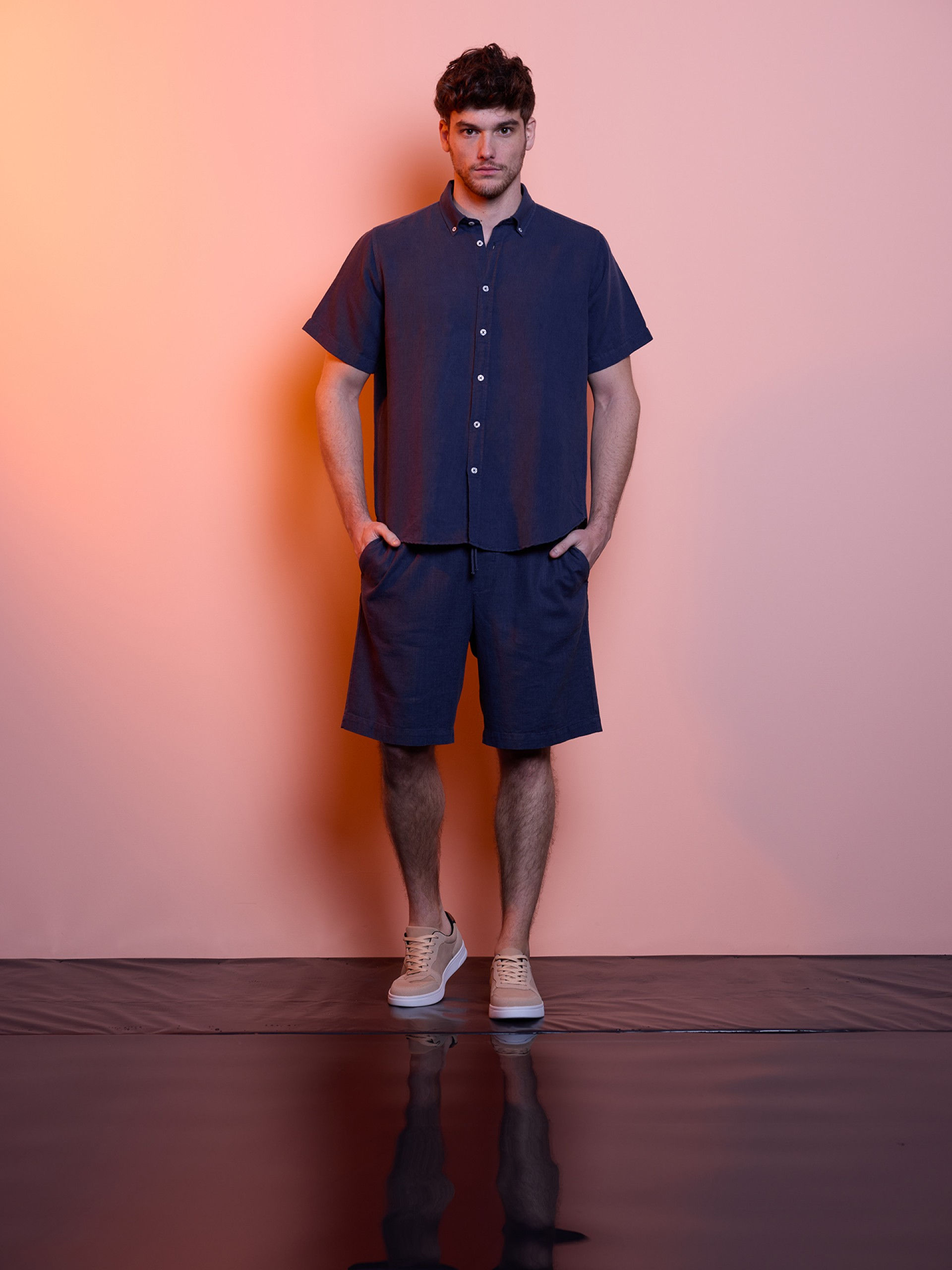 Camisa de manga curta de linho SMF