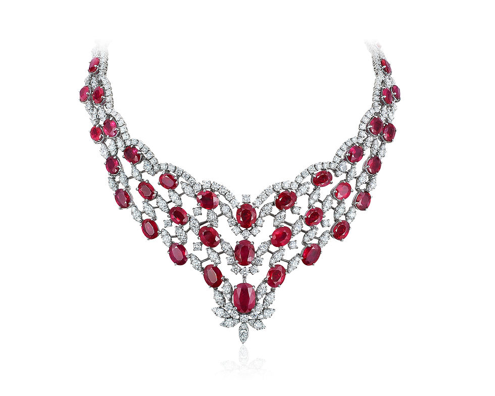Thumbnail: Burmese Ruby Necklace & Earrings