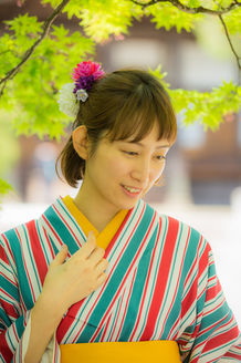 修禅寺の着物美女