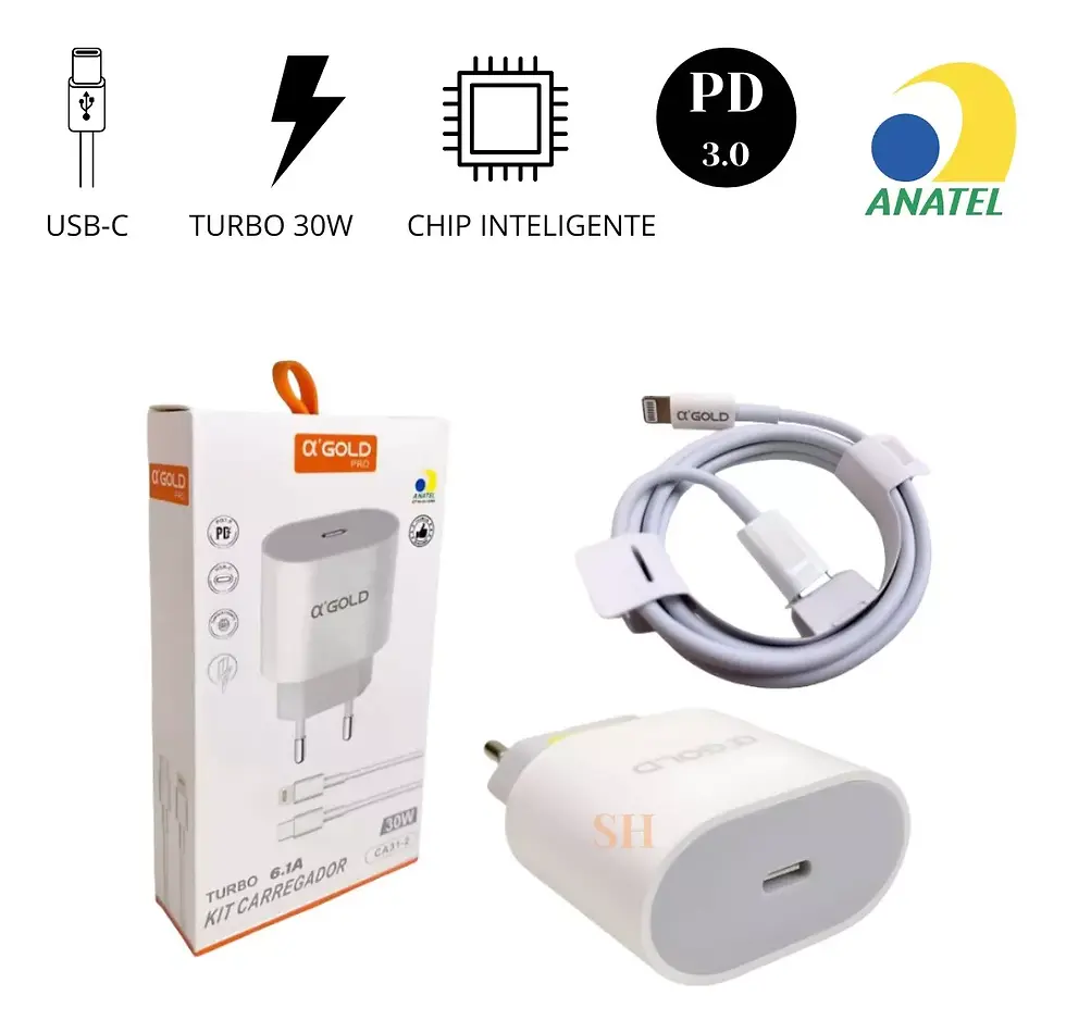 Miniatura: Carregador Turbo iPhone 30W Usb-C / Lightning