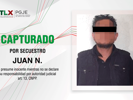 CAPTURA PGJE A SUJETO INVOLUCRADO EN EL SECUESTRO DE UN HOMBRE EN TLAXCO