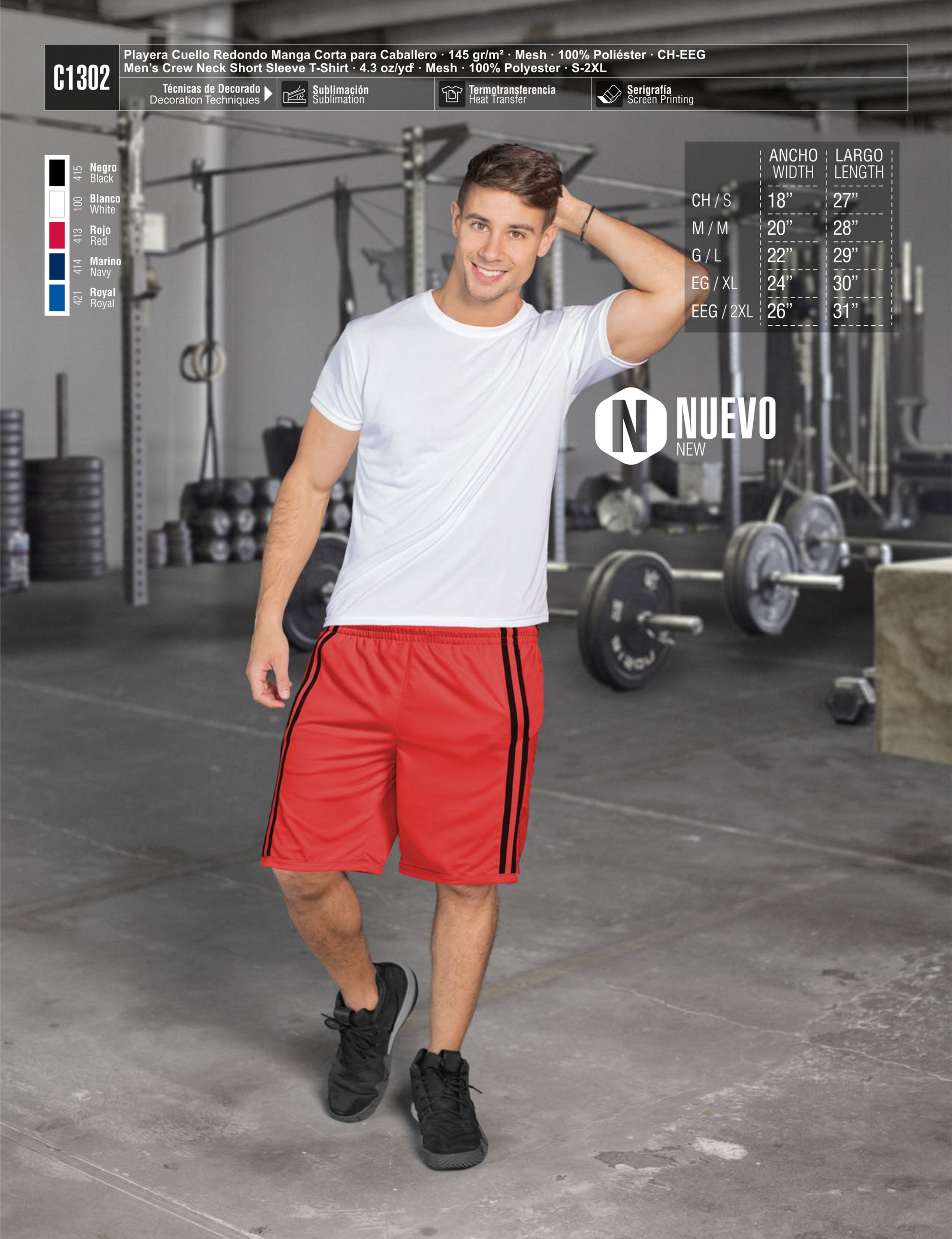 C1302 PLAYERA CUELLO REDONDO MANGA CORTA PARA CABALLERO