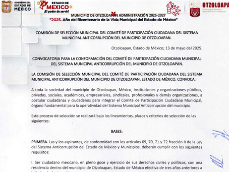 Convocatoria para la confirmación del comite de participación ciudadana del sistema anticorrupción.