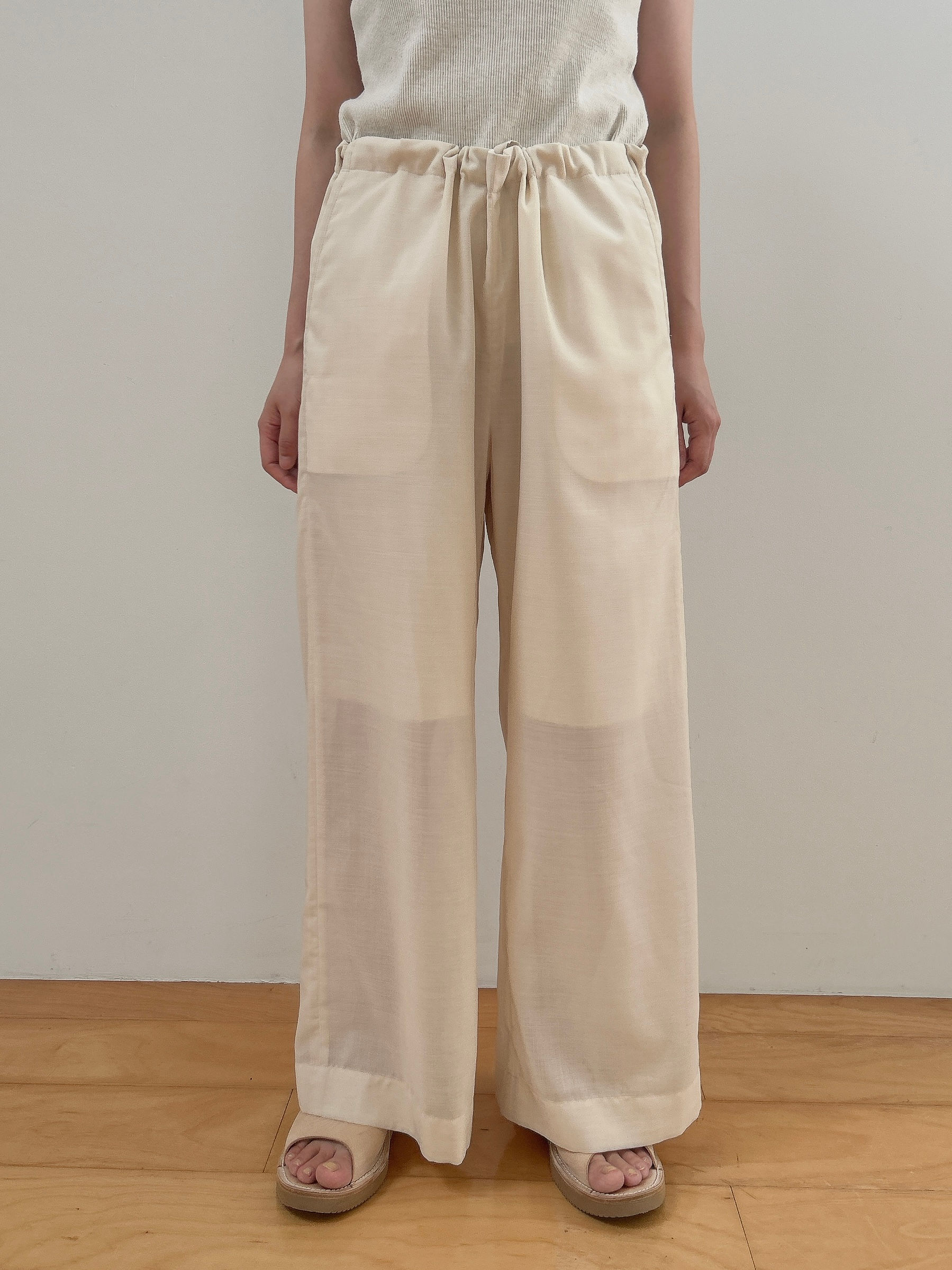 "memory." sheer loose pants with fringe scarf