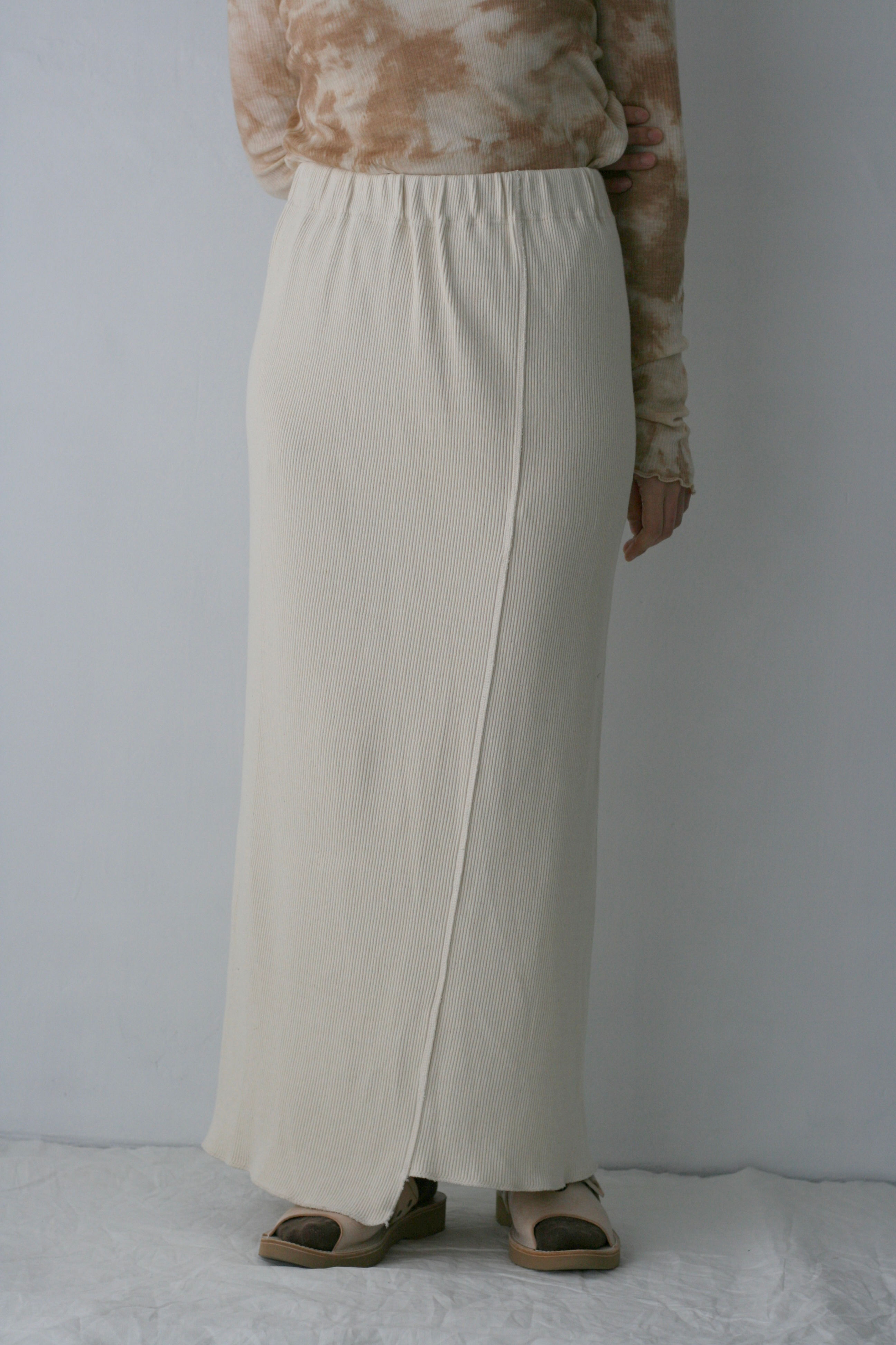 recycled cotton rib long skirt